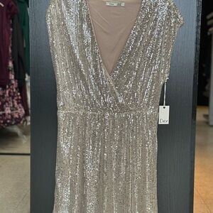 Dex Shimmering Champagne Mini Dress